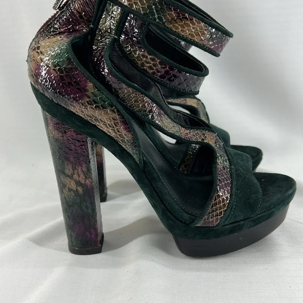 Rachel Zoe Payton Suede and snake Platform Heels